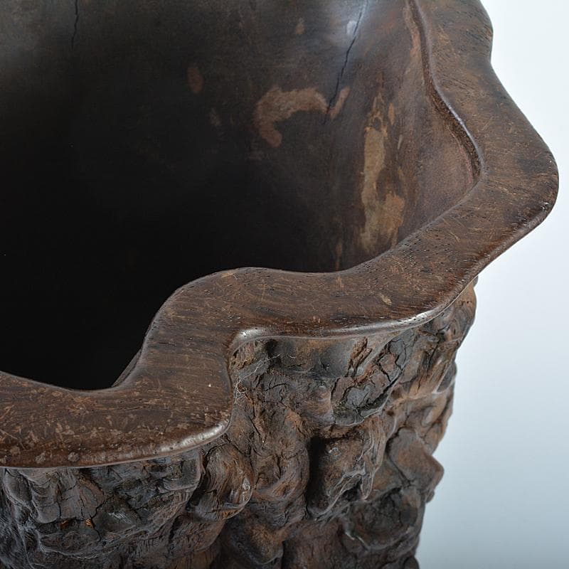 中国　唐木天然木瘤木　大筆筒　高さ約21㎝　重さ約2.7㎏　T　7709CE