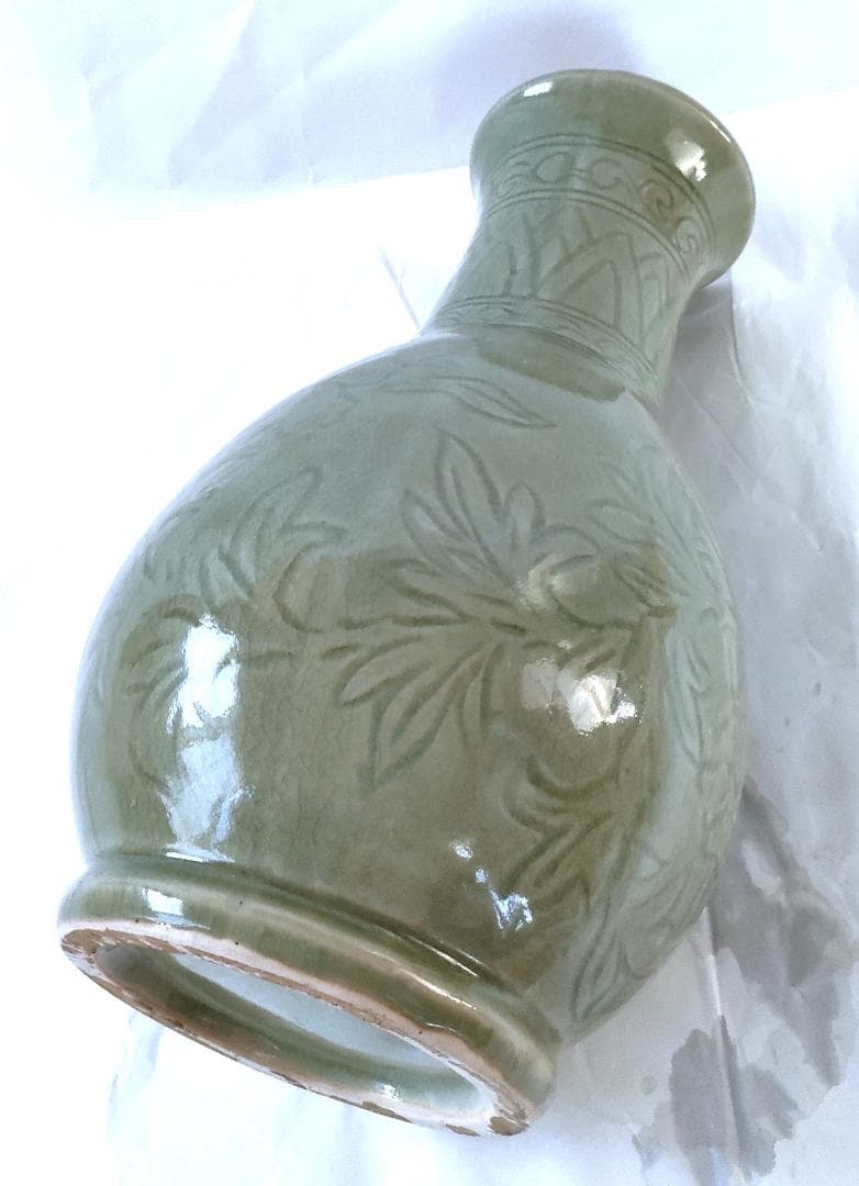 陶器 花器 青磁 美品 Ac-301