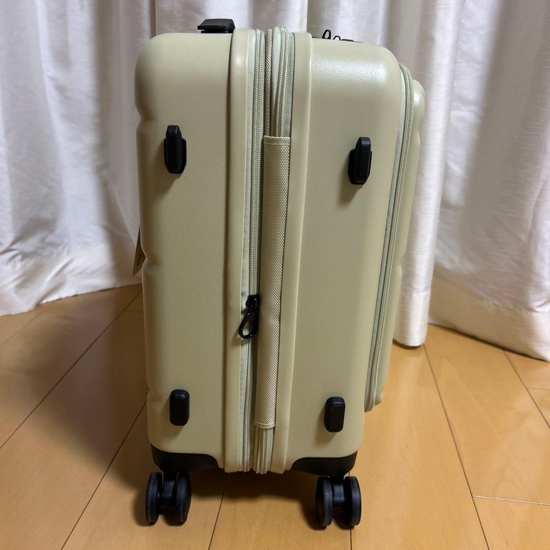 キャスター外せる！フロントオープン　キャリーケース 　Sサイズ　クリームイエロー