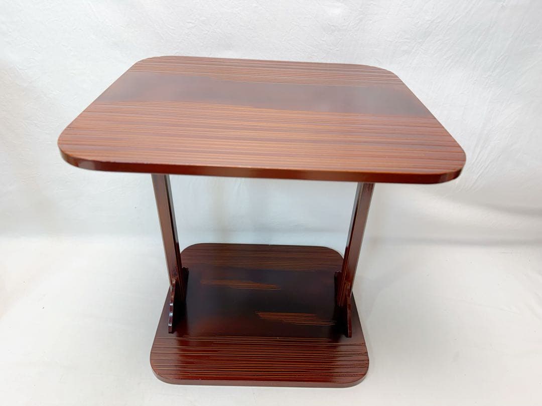 茶道具 休好写し 桐 丸卓 組み立式と 即中斎好 溜塗 小四方棚 2点セット元箱