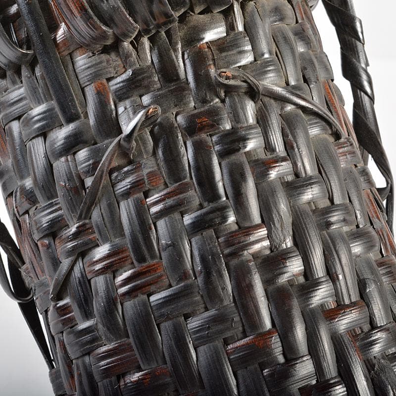 茶道具　籠師　鈴木竹朋斎作　ナタ籠　掛花籠　共箱　D　R6329