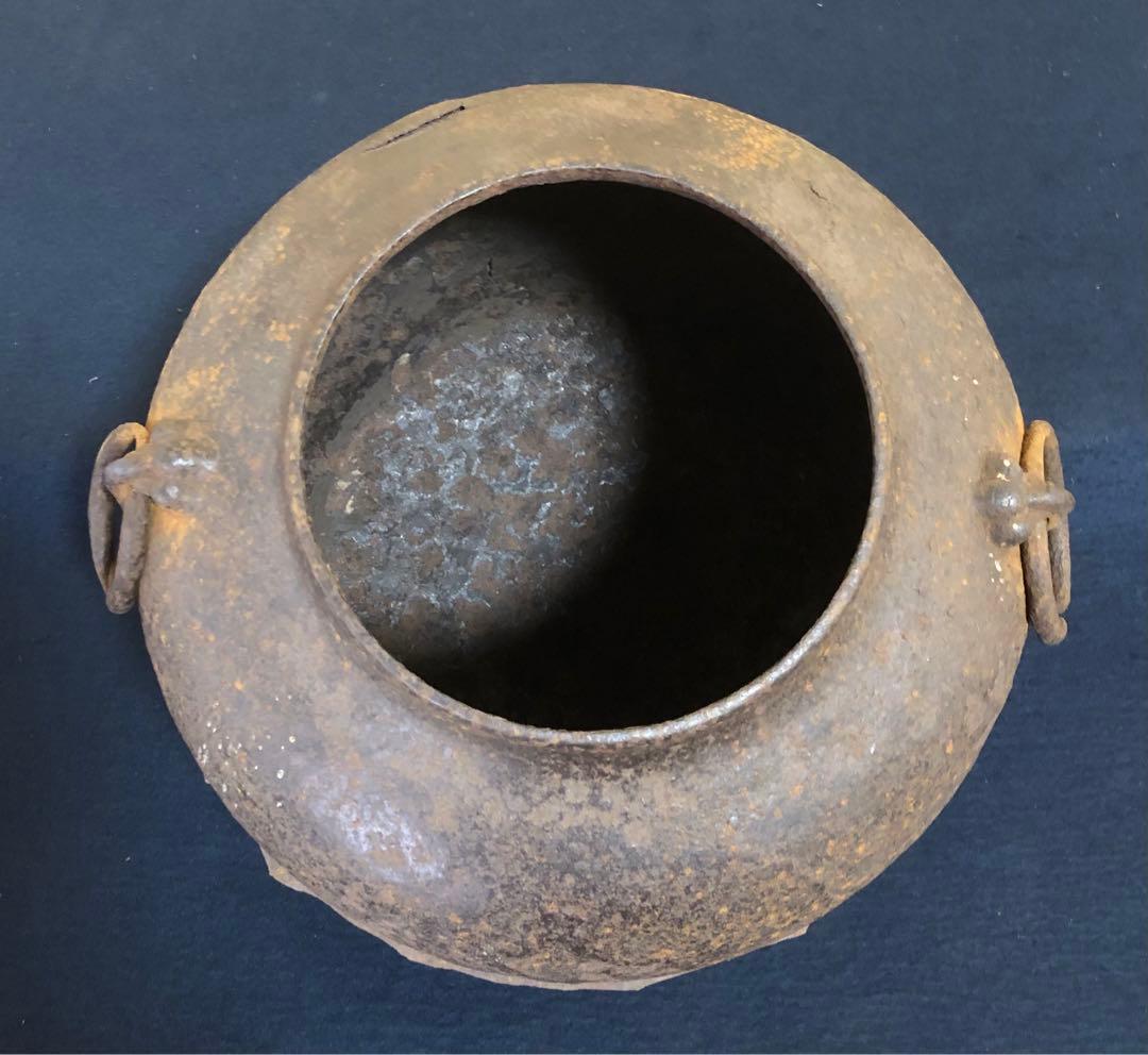 《R》菊丸地紋 繰口釜 天描作 釜師 大西清右衛門 箱書 共箱 260205く5