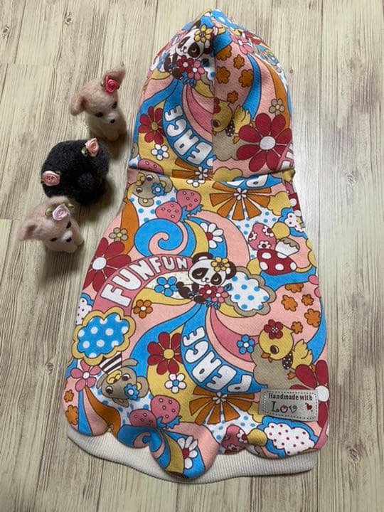 犬服  ラグランフード付き(M)   ꒡̈⃝Lily꒡̈⃝ハンドメイド