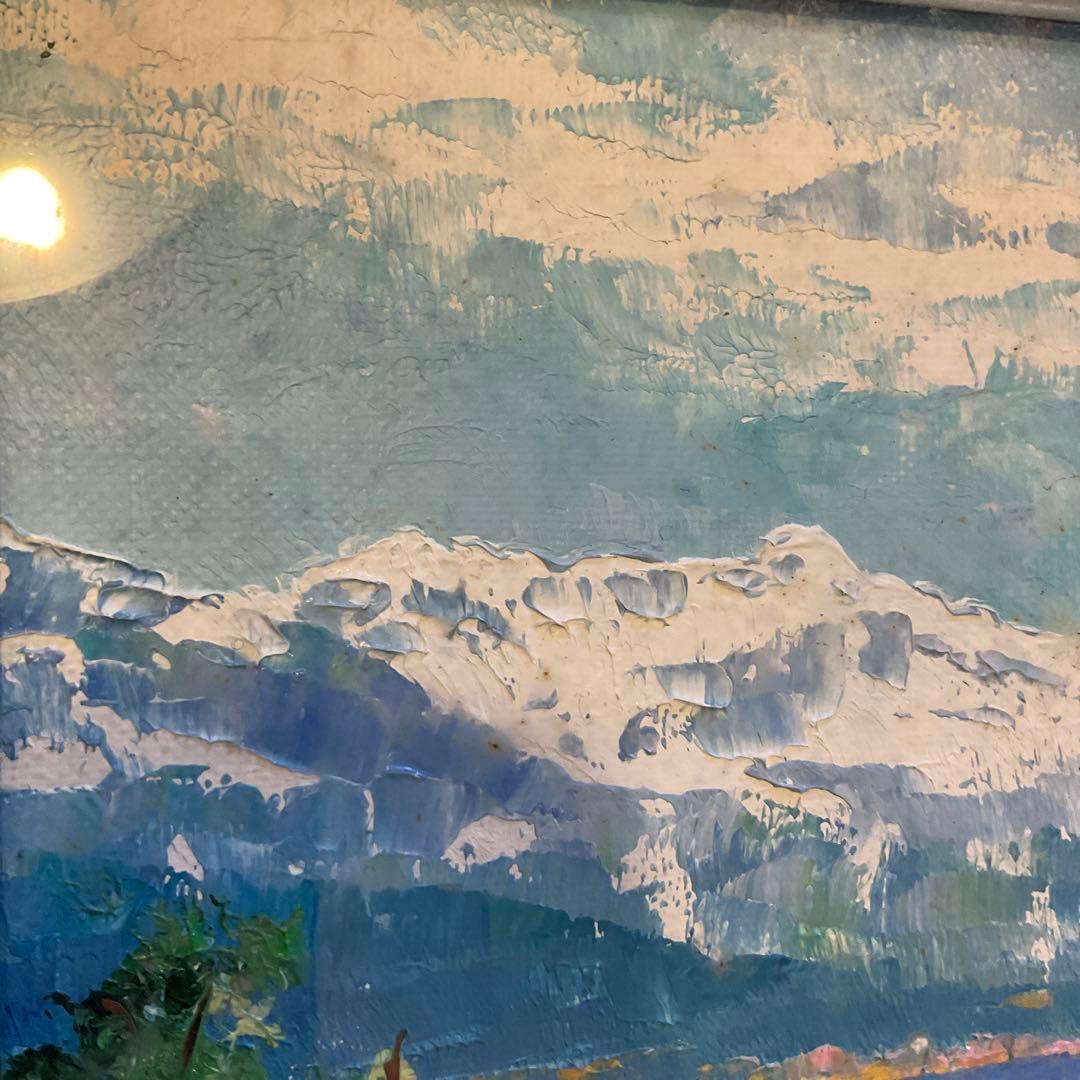 絵画　古川 明雄「スイス　ブリエンツ湖」 風景画　SM 額装　油彩画　肉筆