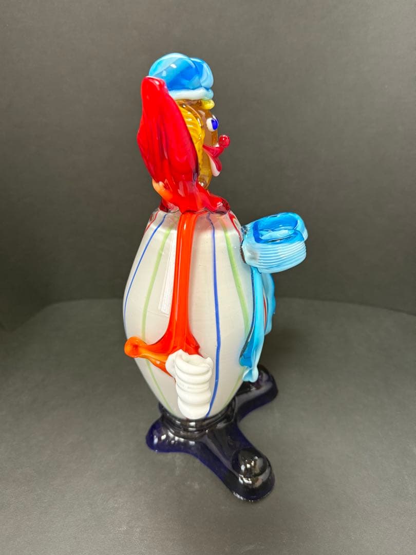 イタリア MURANO ベネチアンガラス ムラーノガラス　ピエロ置物　23cm
