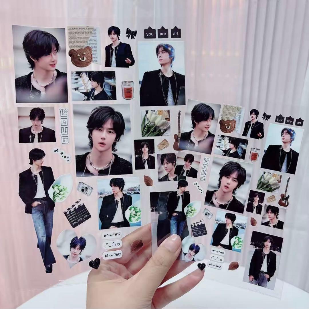 15×15cm 王一博 転写ステッカー 耐油 防水ステッカー　2枚　28セット❣️