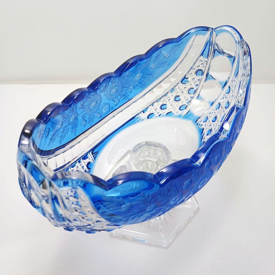 Y2225-1 ドイツ製 ドレスデンクリスタル コンポート ブルー