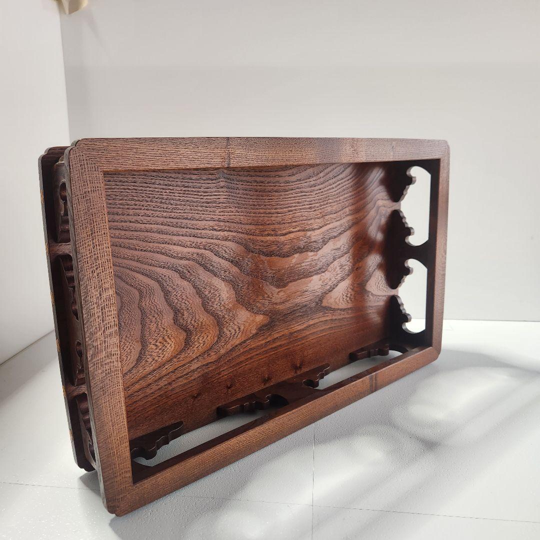 未使用　槐　高級工芸品　木製座卓 伝統的な彫刻デザイン　平卓