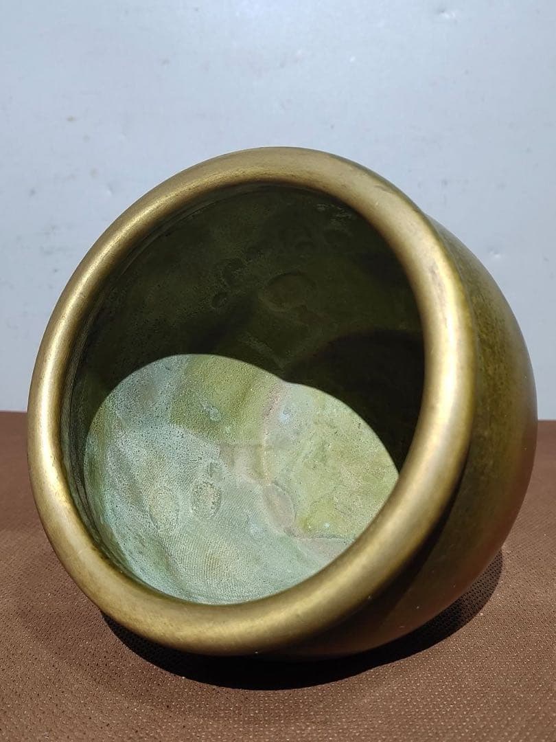 旧家蔵出　香爐 線香用　「財庫」銘　仏壇　供奉 供養 純銅製　時代物　置物