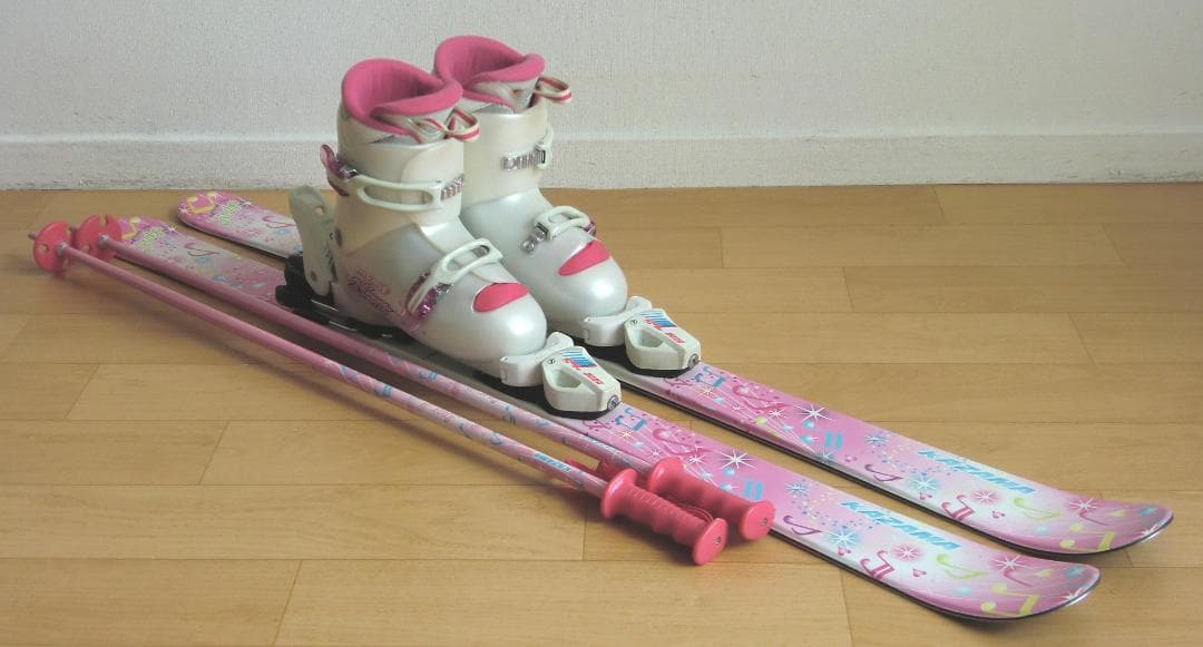■■送料無料■KAZAMA■子供用スキーフルセット■板116靴22■WAX済■■