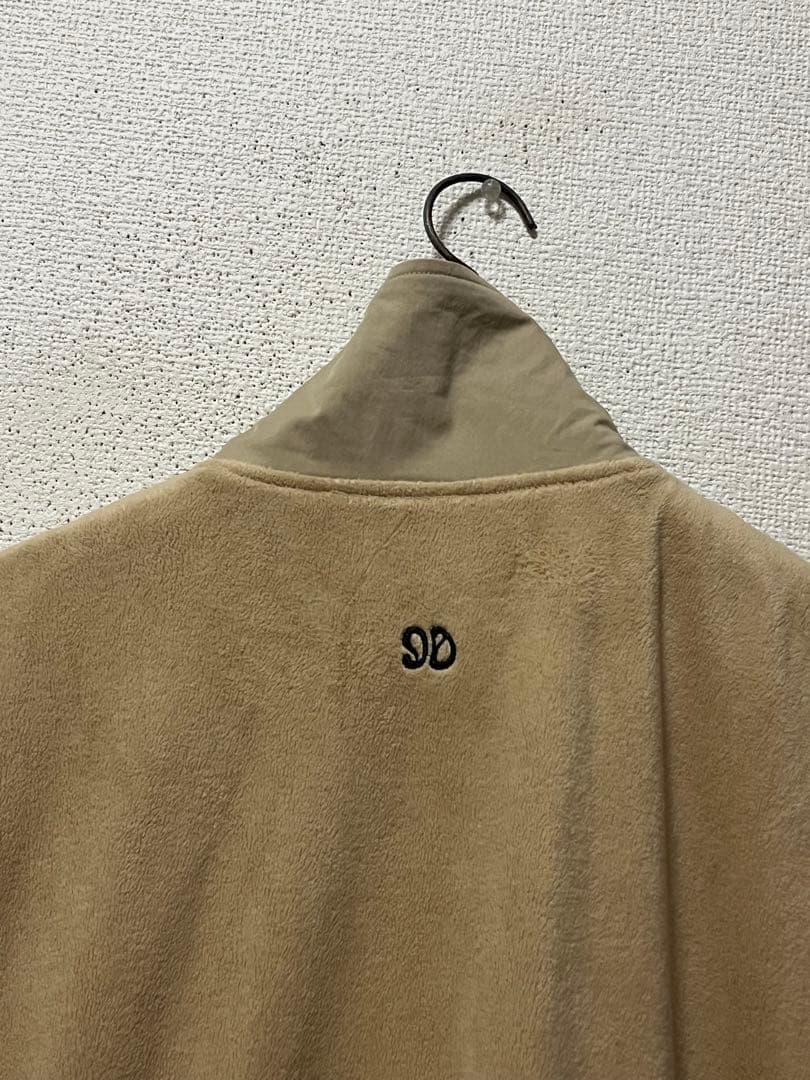 mid 90s club　ナイロン×フリースベスト　/M　ベージュ　ゴルロゴ刺繍