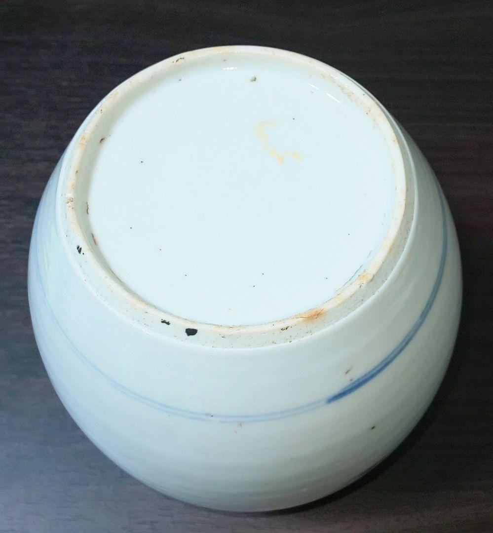 中国美術 清時代 白磁染付花蝶文様 陶磁器茶壷