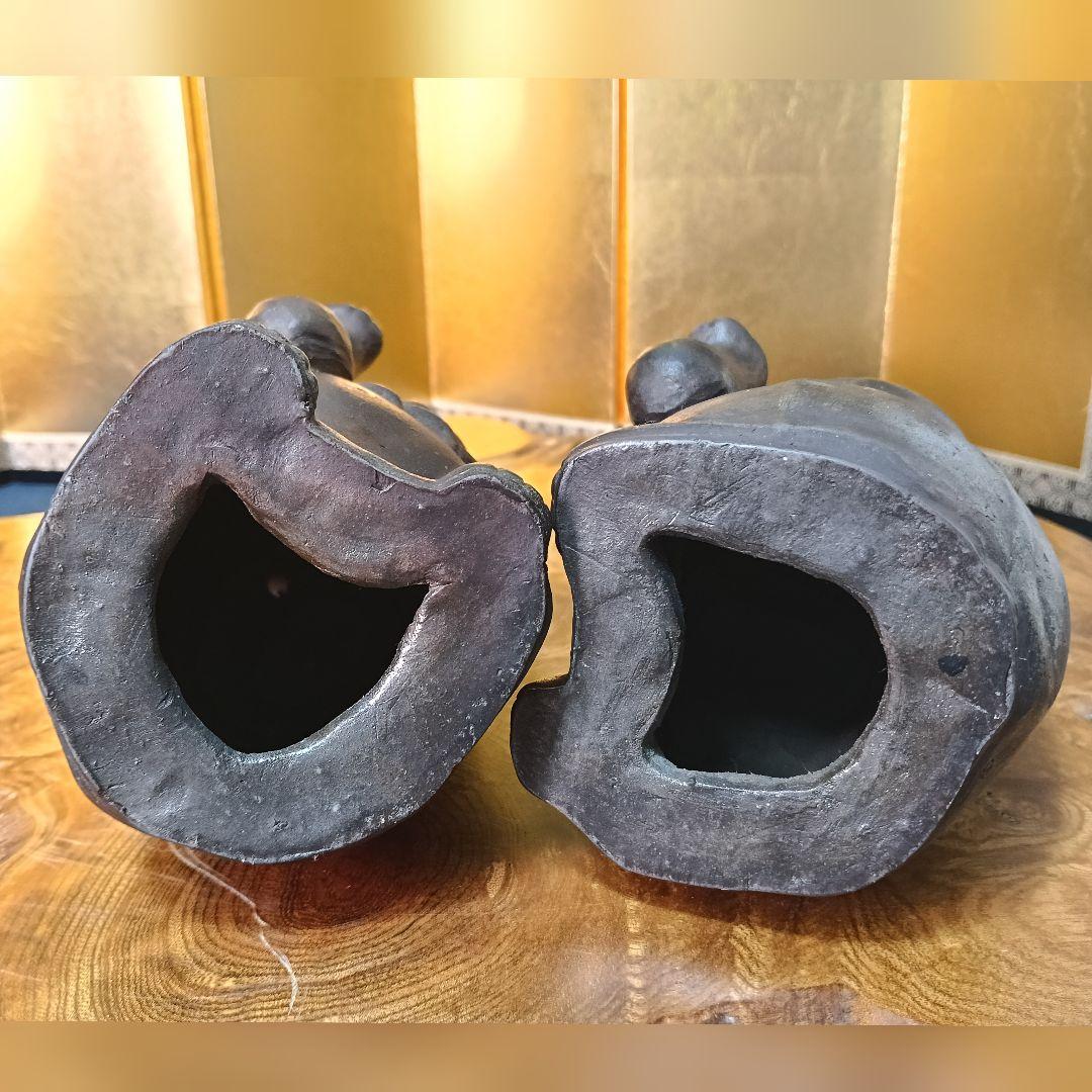 備前焼 招猫 2匹 右手挙 左手挙 縁起物 置物 飾り物 備前猫AK59