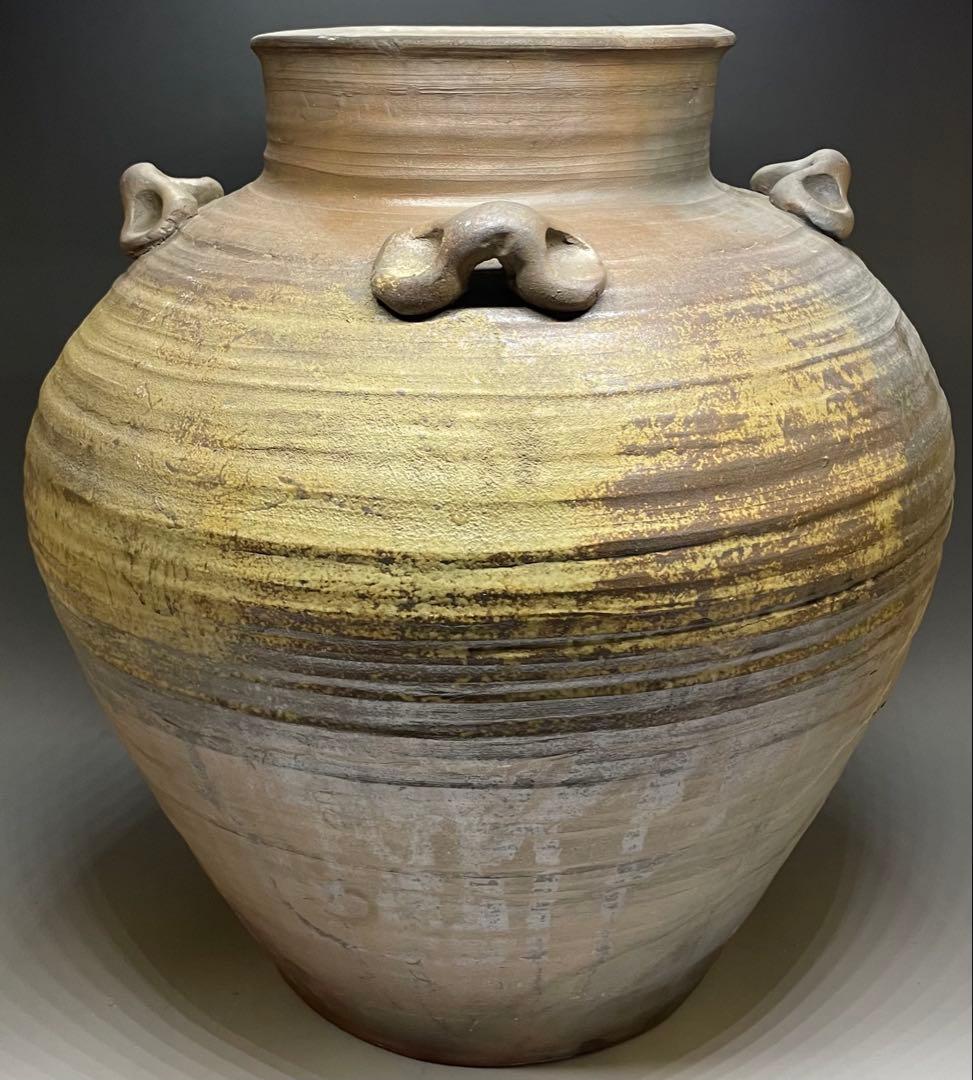 古備前　桃山時代　四耳壺　葉茶壺　大壺　特大　41cm f6441