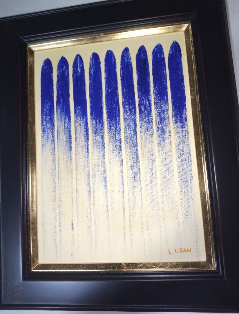 リー、ウーハン、絵画、岩彩、4F、From.line、新品額縁、肉筆、難波田龍起