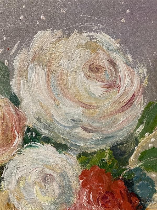 「真作」小宮山恒男「花」静物画　油彩画　額装　サイン有り　F10号