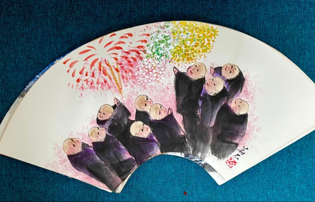 中国漢詩書道掛け軸と扇面画10枚（108体お地蔵さん）