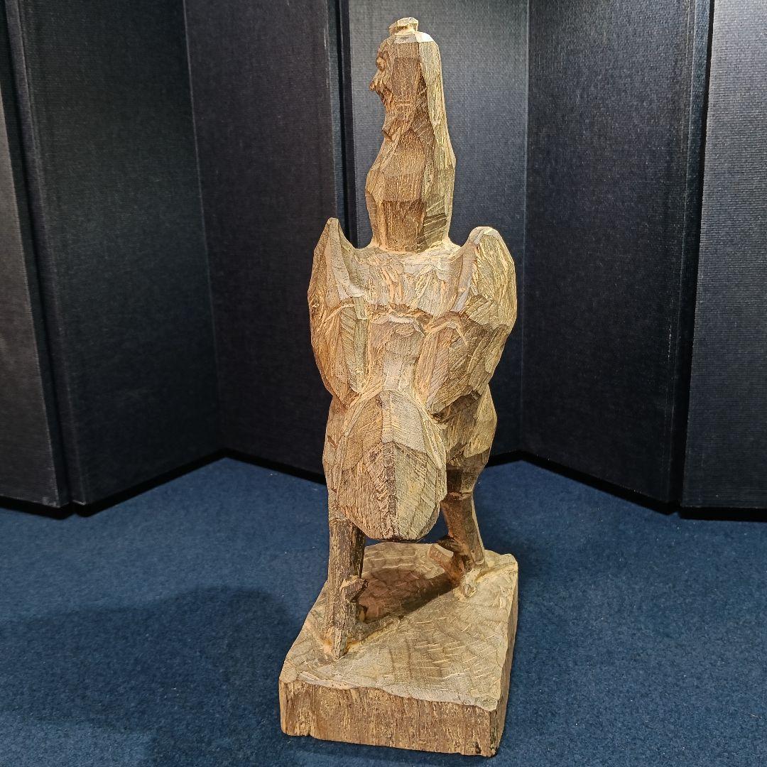 AO73 森田清一 井波彫刻 軍鶏 共箱共布略歴作品集 木彫彫刻 置物