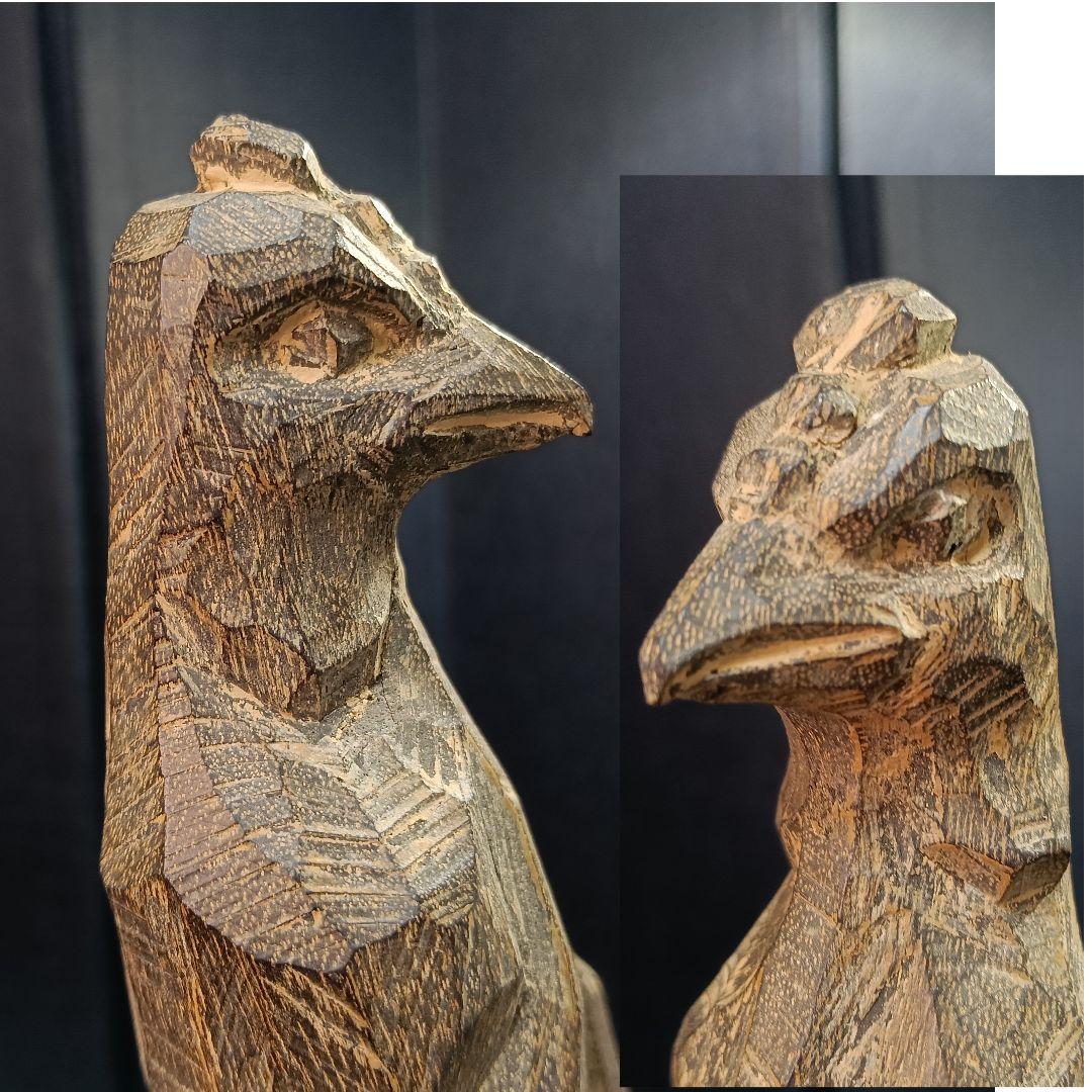 AO73 森田清一 井波彫刻 軍鶏 共箱共布略歴作品集 木彫彫刻 置物