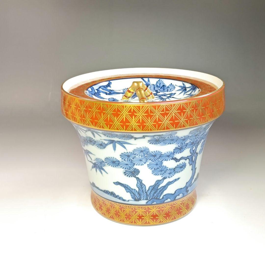 イ753 水指『平安　春峰造』『末廣金襴手　水指　共箱』茶道具