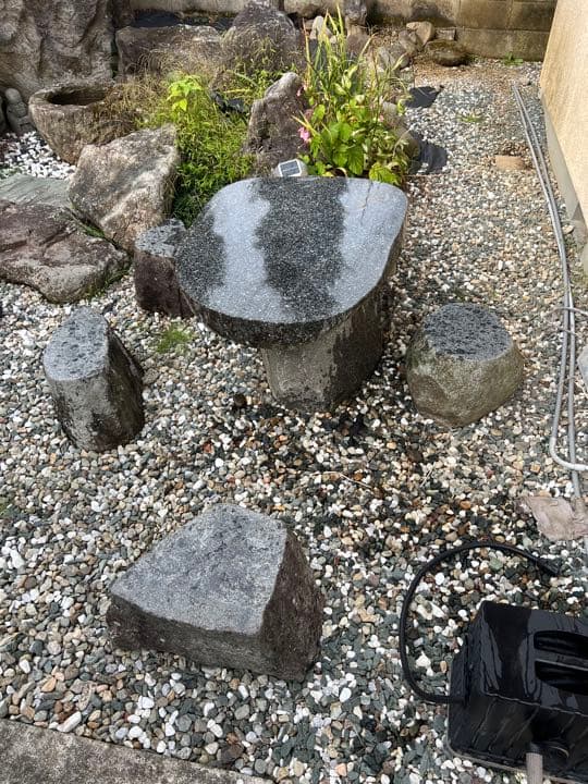 【引き取り限定】天然石　テーブル　イス　和風　日本庭園　庭石　ガーデニング