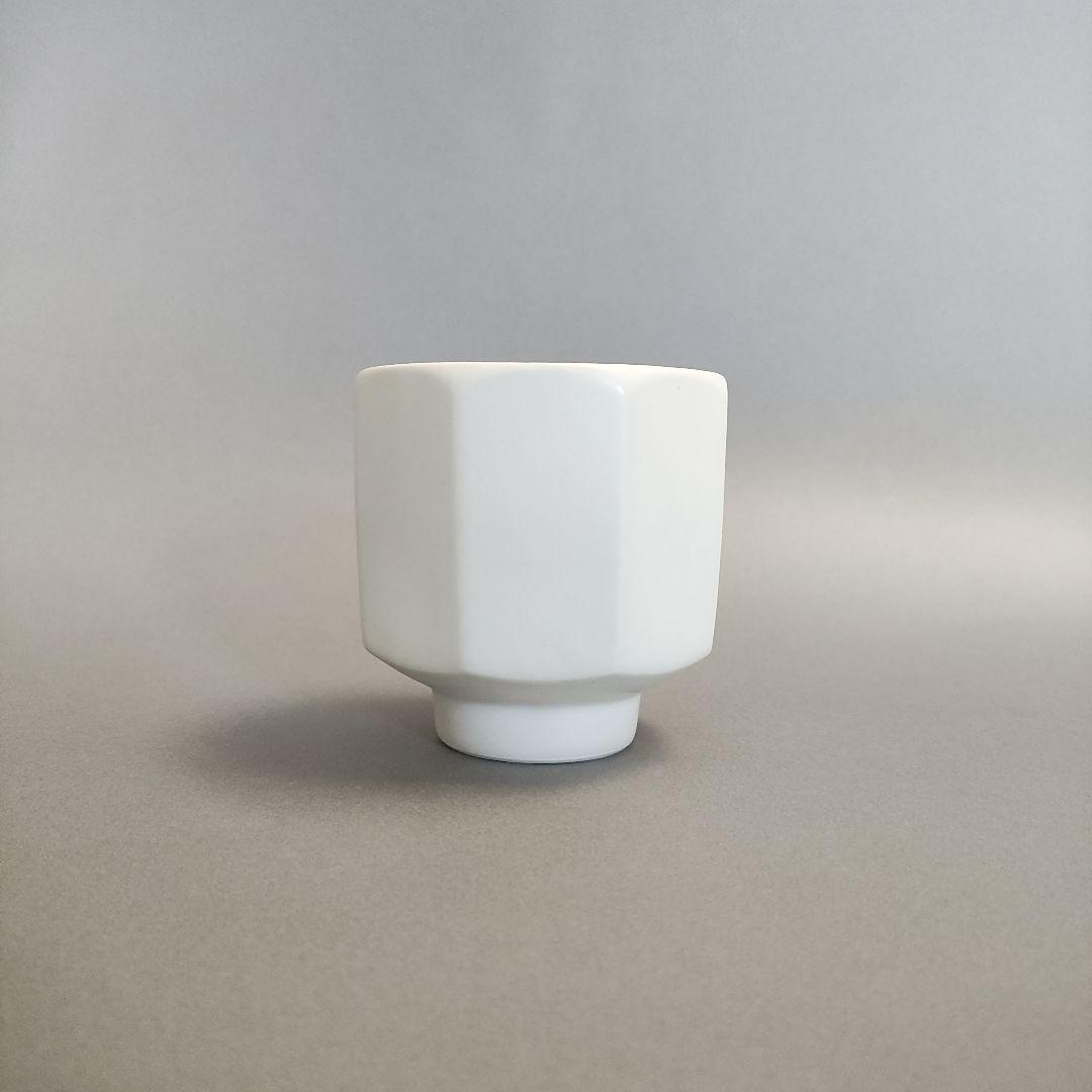 冨士原恒宣　白瓷面取ぐい呑　白磁湯呑