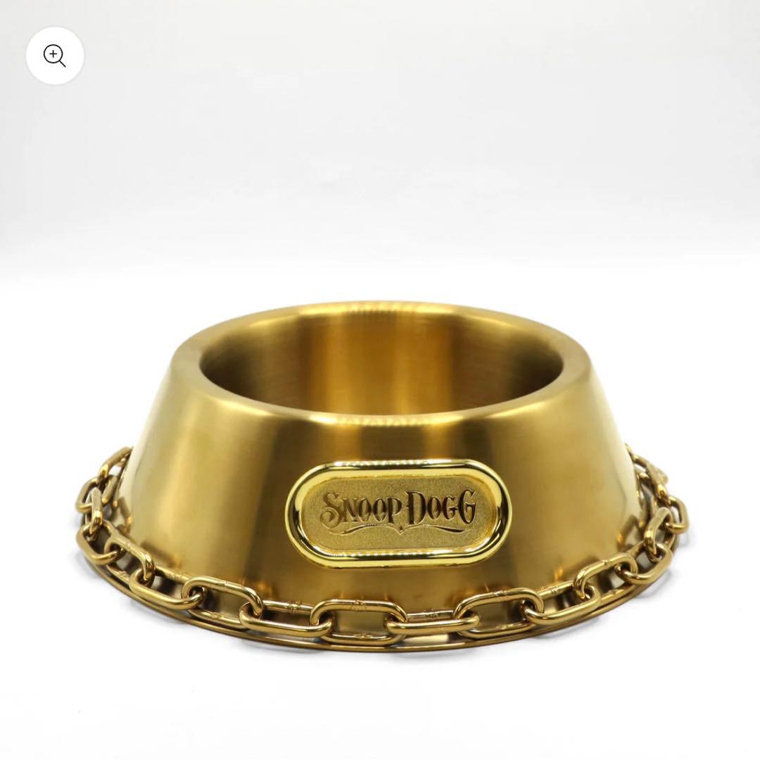 スヌープドッグ　お皿　フードボール　金色　Lサイズ　カッコイイ　犬　コラボ