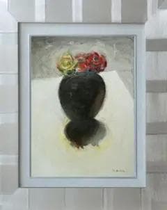 油絵 菅家令子 絵 絵画 インテリア uF6-071002 花 ばら