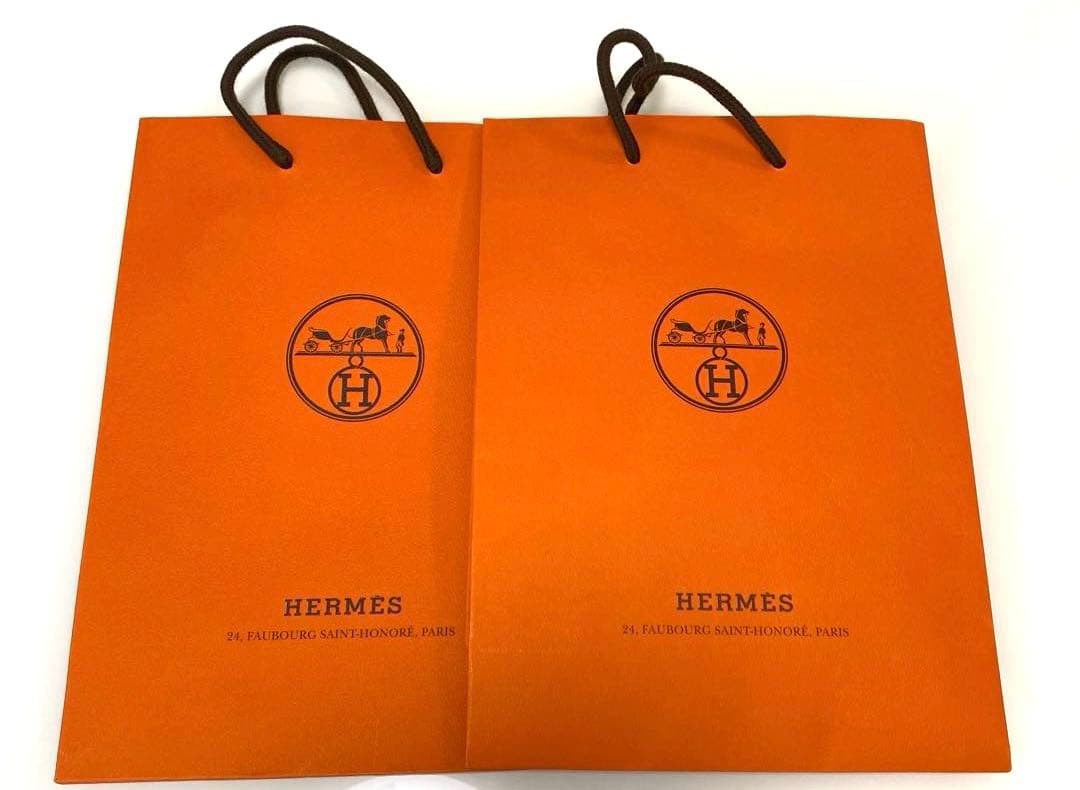 新品未使用　HERMÈS オレンジ ショップ袋 大きめ　合計14袋　リボン×2