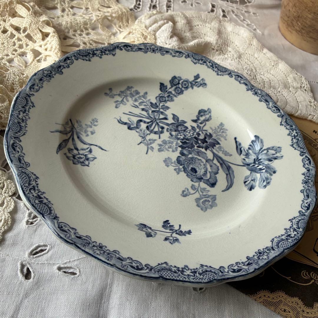 Sarreguemines フランス　アンティーク　プレート fontanges