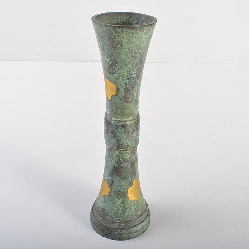 平安　秦蔵六造　 塗金銅　立鼓式花瓶　M　R7423