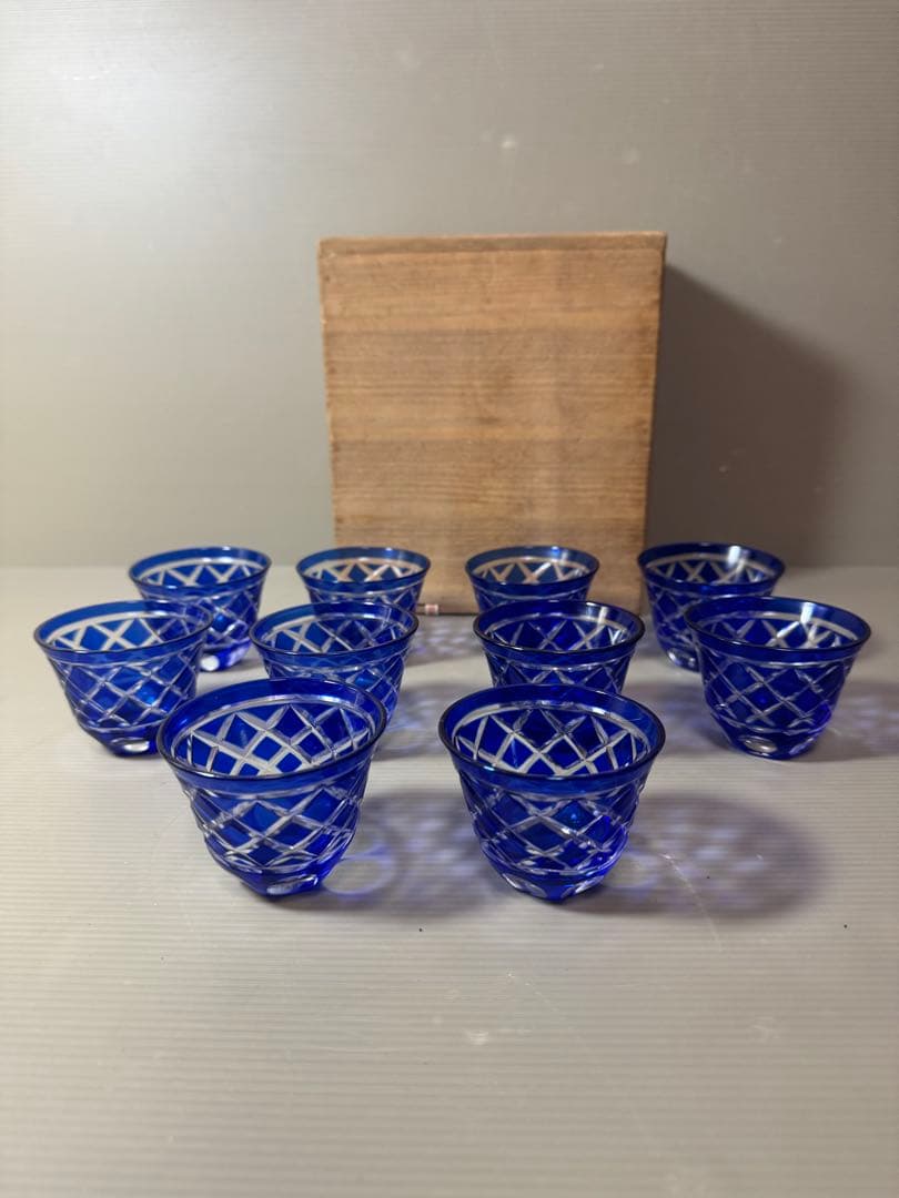 2879 色被切子冷茶グラス　10客　未使用