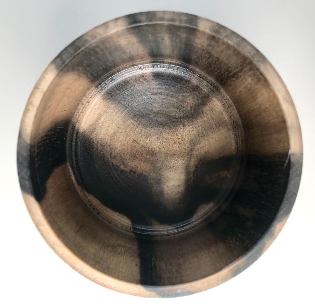 未使用 西羽製作 黒柿製 茶筒 煎茶道具 黒柿 古木造