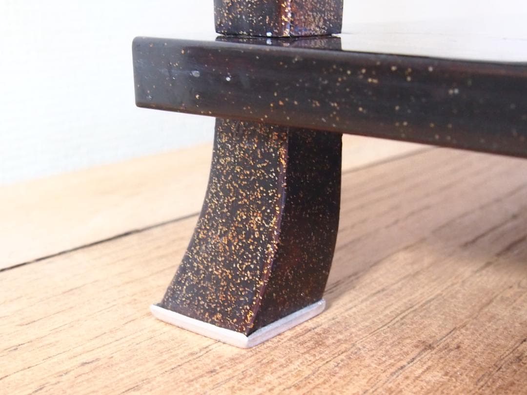 【骨董・時代の美品】大名道具 二段平卓 山水蒔絵 香炉台/盆栽台/飾り台/花台