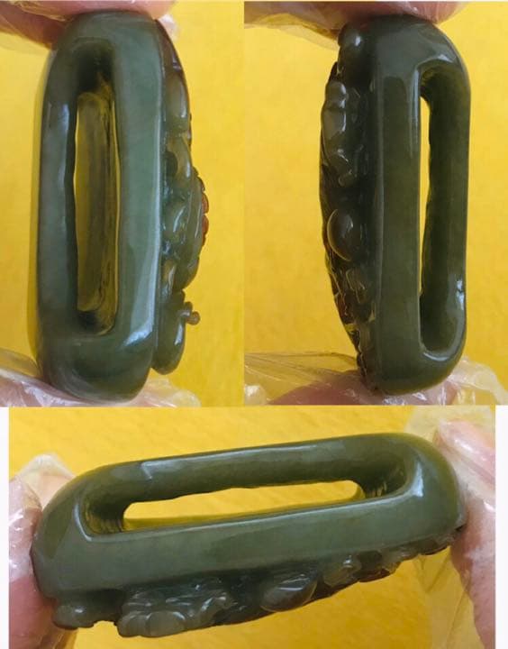 ヒスイ(翡翠) ホータン(和田玉)  龍　龍紋　浮彫空彫透彫　掛物　アンティーク