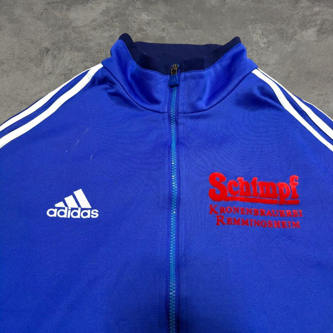 希少 90s アディダス トラックジャケット ドイツ 企業物 青 L ユーロ古着