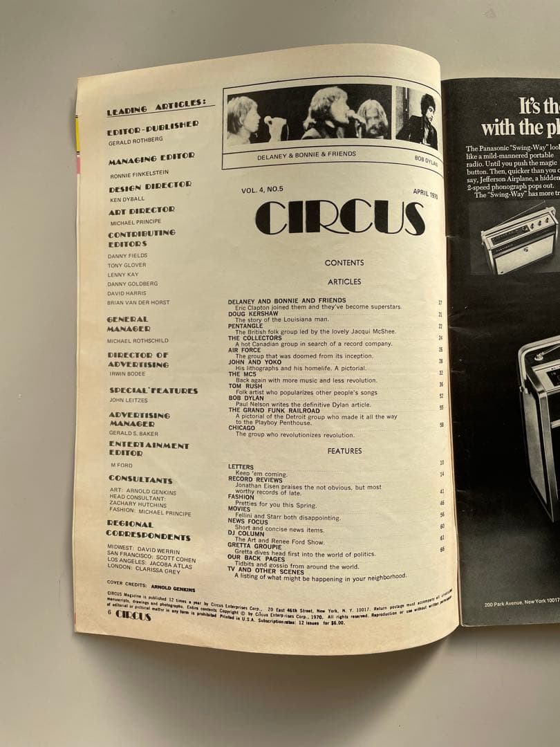 1970年 Circus誌 春号 ジョン・レノン オノ・ヨーコ 表紙