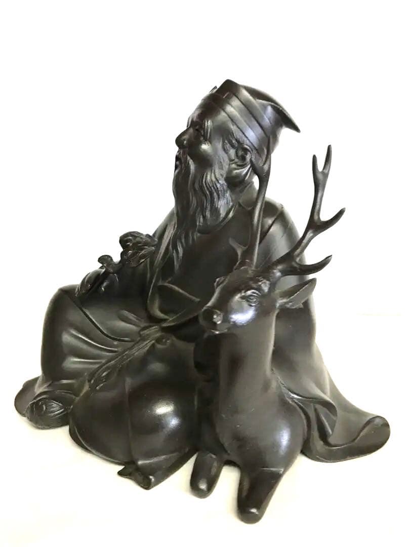 銅製 :鹿寿老人座像