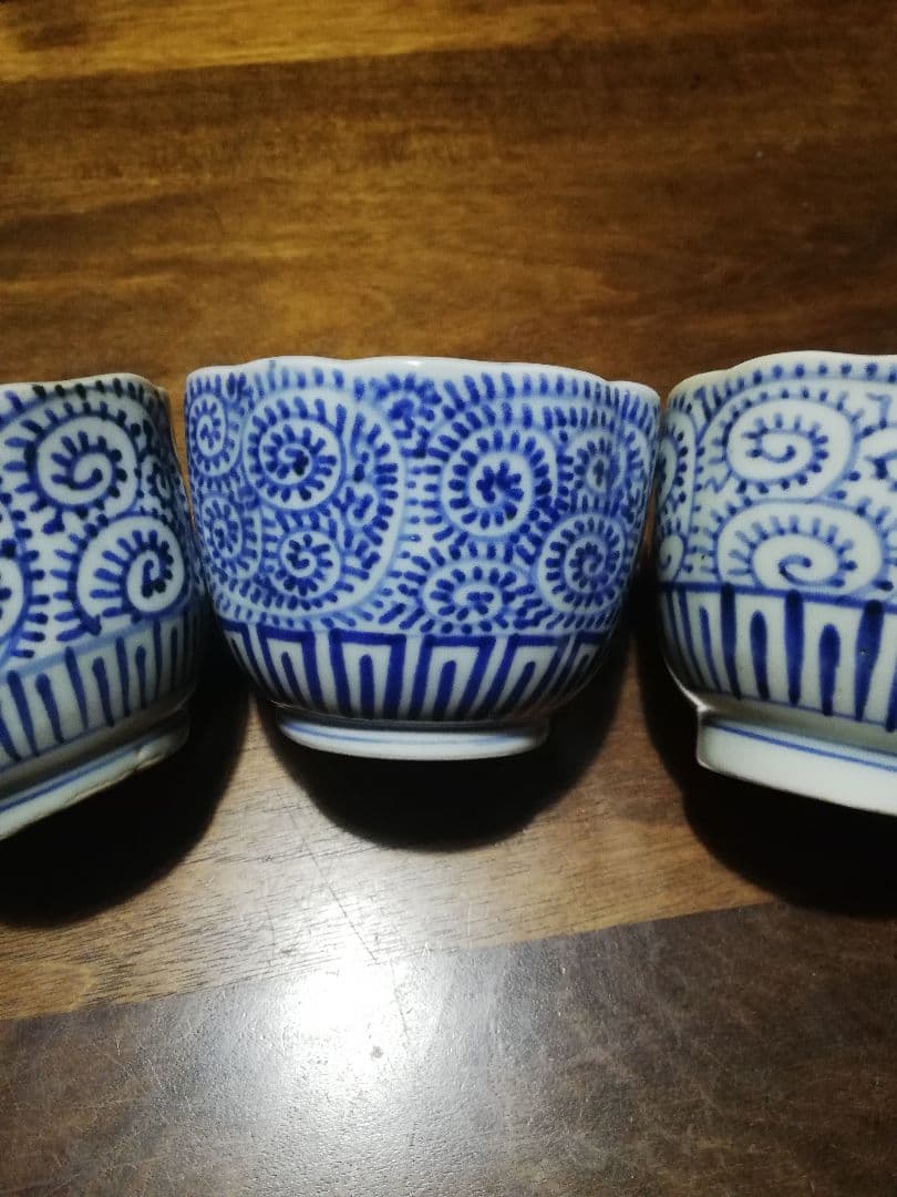 (幕末)古伊万里蛸唐草蕎麦猪口三客