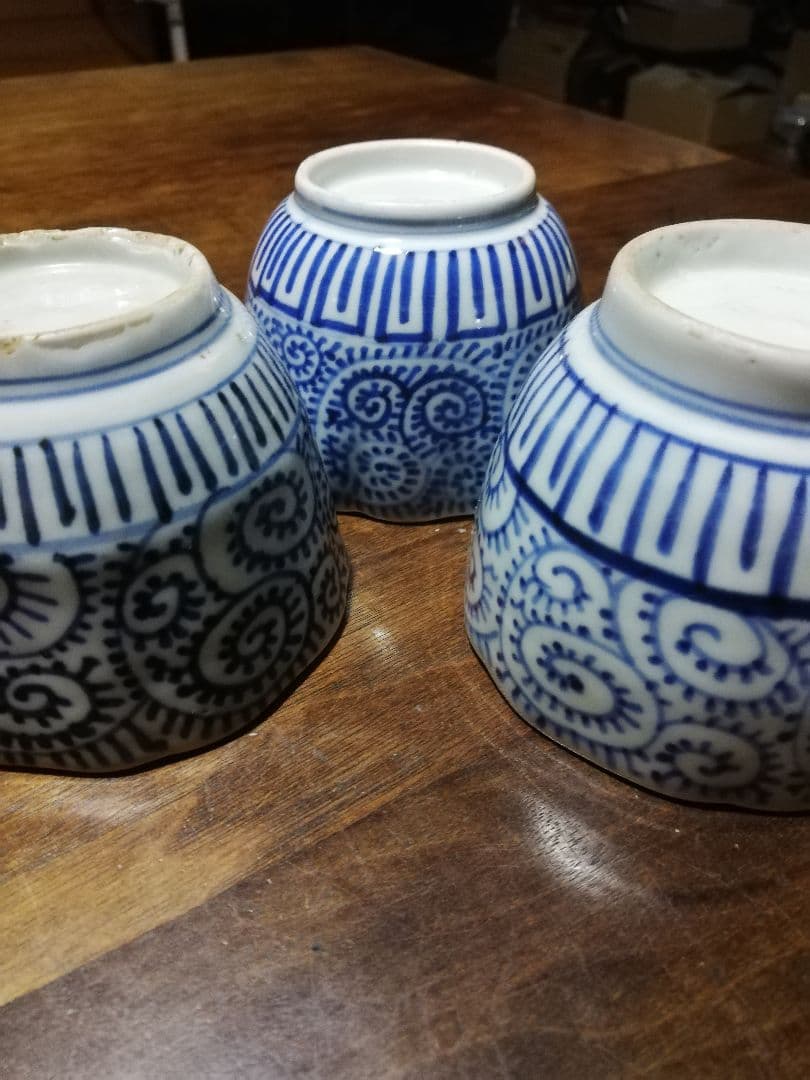 (幕末)古伊万里蛸唐草蕎麦猪口三客