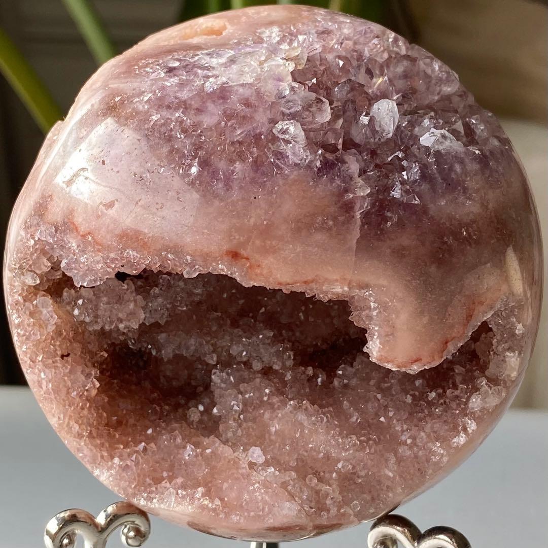 【 ピンクアメジスト BIG ドゥルージー 笑口 スフィア 90㎜ ジャスパー