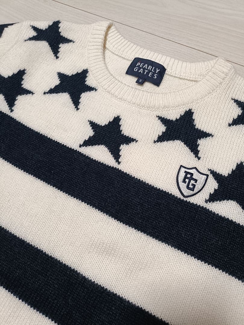 パーリーゲイツ☆ボーダー柄メンズ長袖ニット☆サイズ５（Ｌ）
