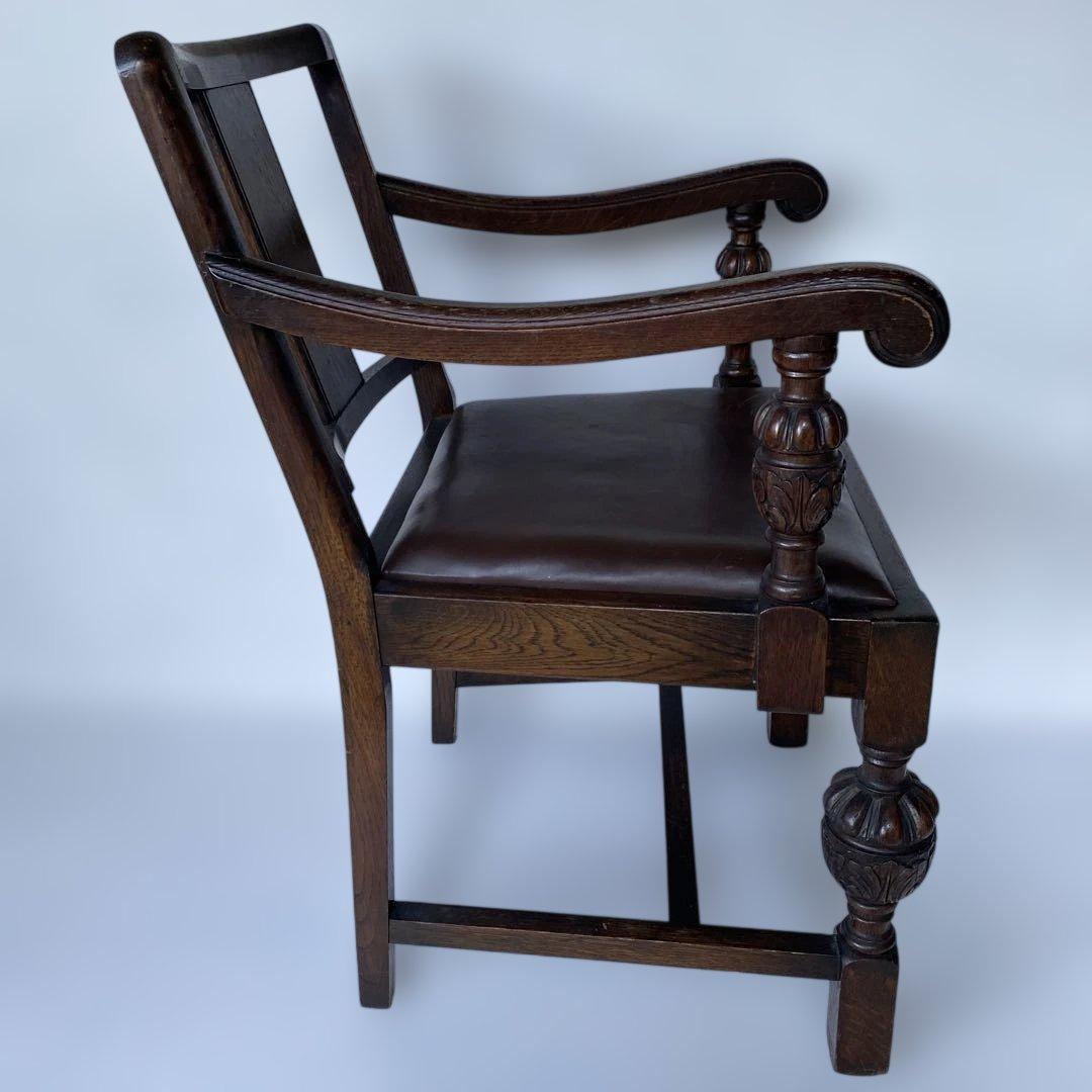 英国 アンティーク オーク アームチェア 椅子 チェア