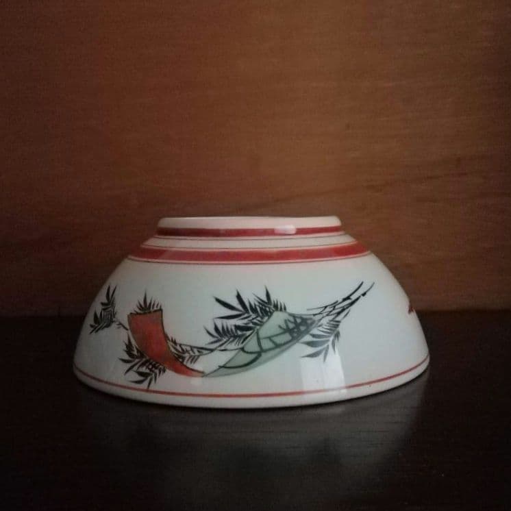 九谷焼　赤絵　鉢　手描き　人物　花鳥図　窓絵　明治　大正ロマン　和骨董