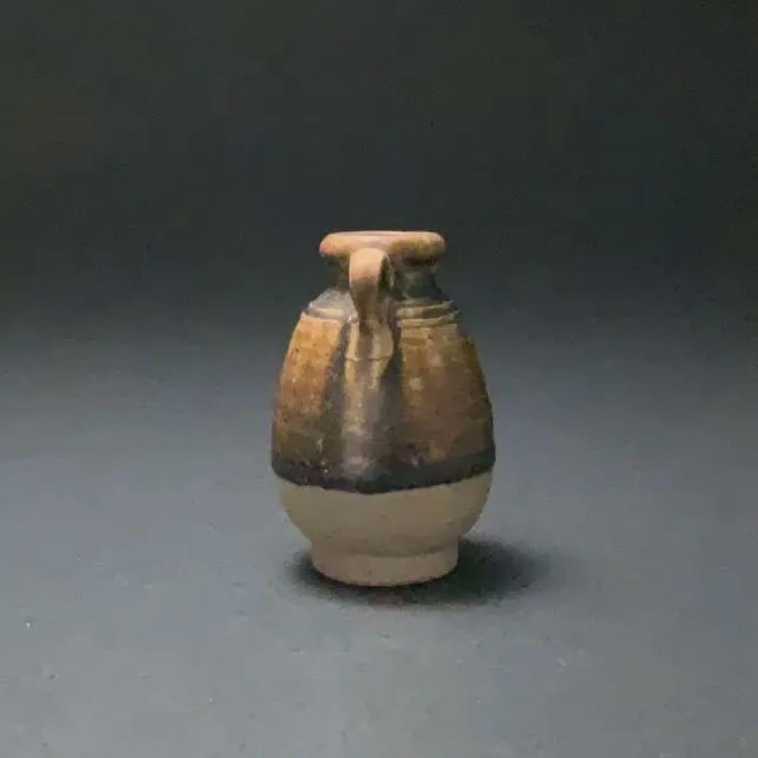 褐釉双耳小壺　タイ　アンティーク　骨董　スコタイ　R1394ダM