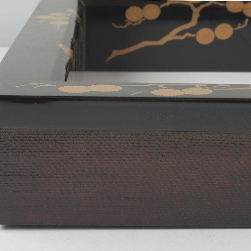 茶道具　塗師　宗寿作　笠松蒔絵　炉縁　堀内宗完（兼中斎）書付　共箱　M9890A