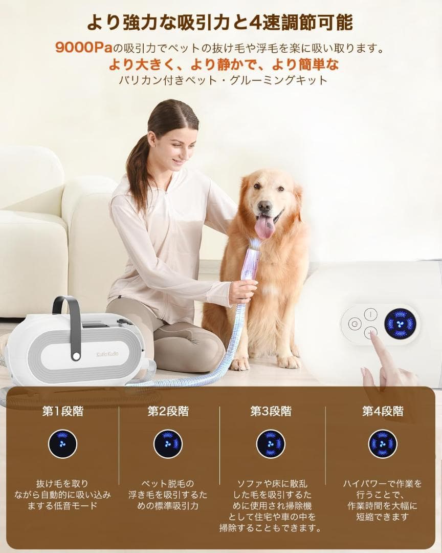 ペット用バリカンセット 犬猫通用 ペットグルーミングセット 8in1
