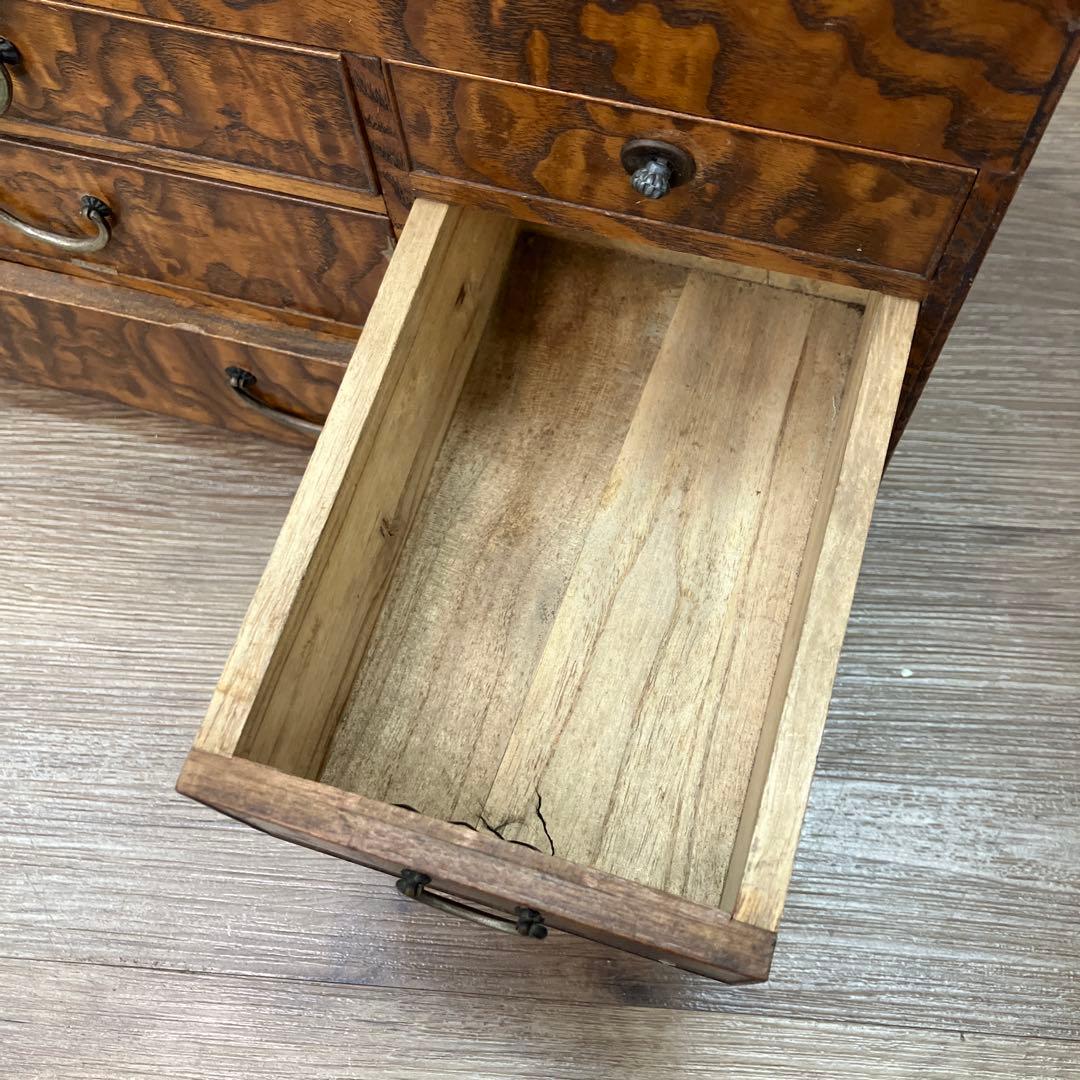 E-3 希少 昭和レトロ 木製 小引き出し 裁縫箱 ソーイングボックス 杢目