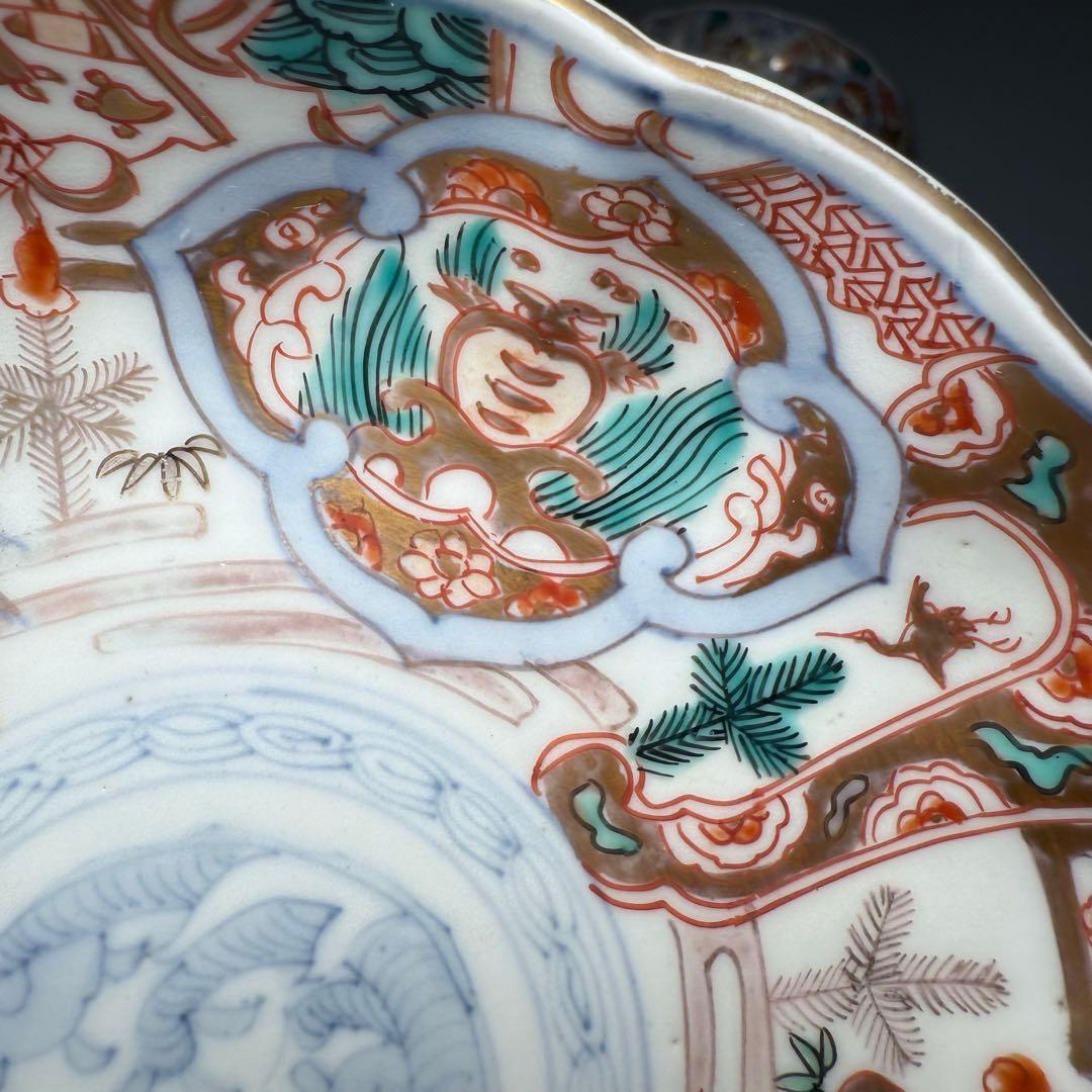 専用出品　幕末〜明治期　金蘭手　膾皿　五客　松竹梅　鶴　扇子　角冨印　上物