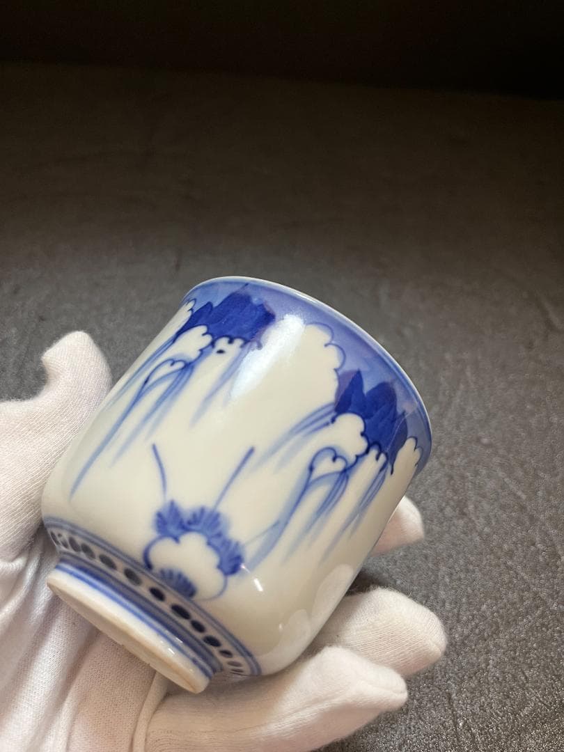 古伊万里　染付　柳絵　蕎麦猪口　湯呑　６客